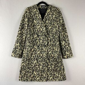 Adele Fado Leopard Coat Womens 42 Medium Made in Italy Classic Mob Wife Safari‎